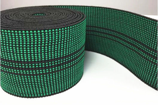 चीन इनडोर सोफे सहायक उपकरण हरे रंग की लोचदार बद्धी बेल्ट की चौड़ाई 2 इंच आपूर्तिकर्ता
